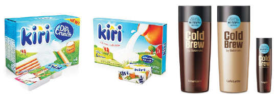 한국야쿠르트 '끼리 치즈' 2종(왼쪽)과 한국야쿠르트 '콜드브루 by 바빈스키' 3종. 한국야쿠르트 제공